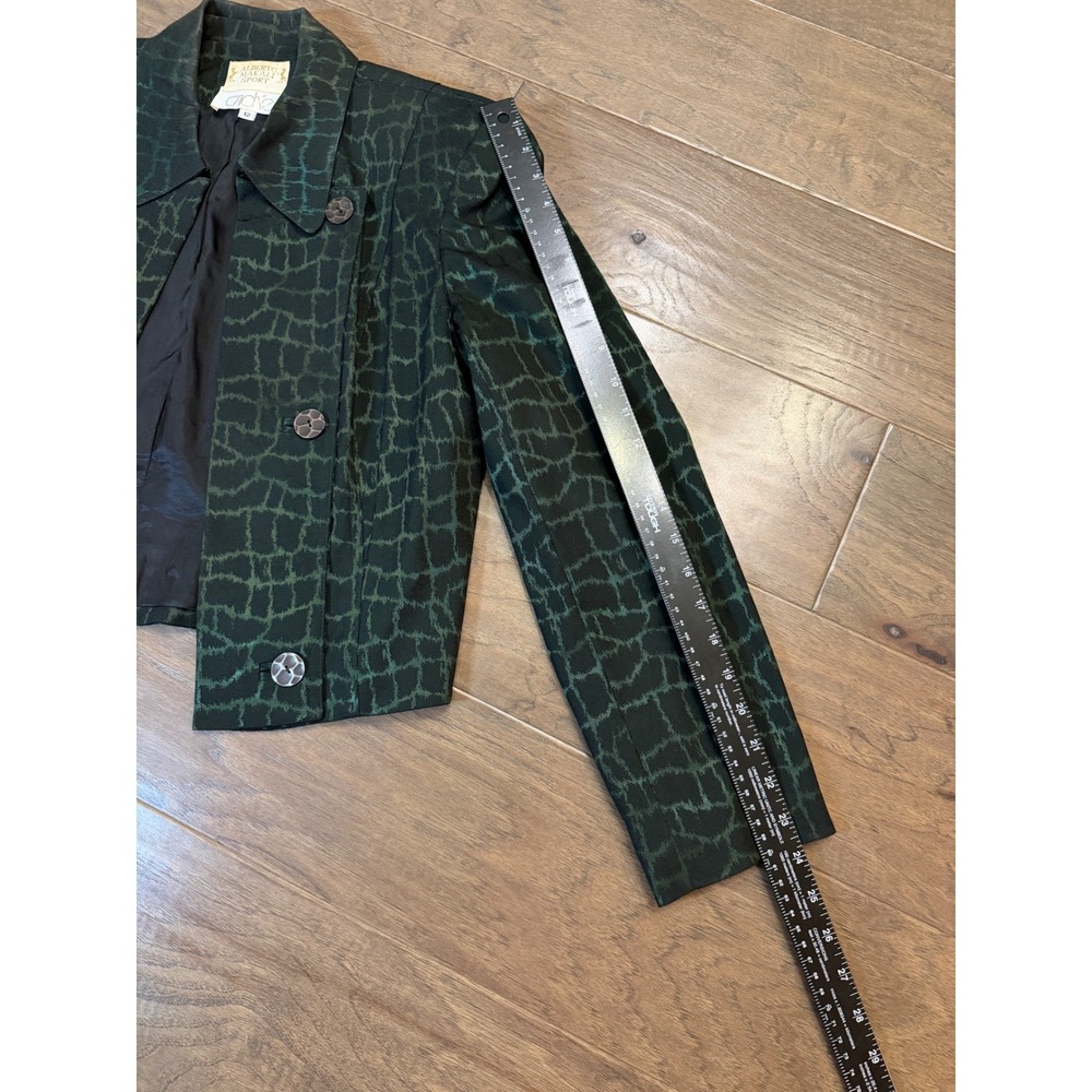 Vintage Alberto Makali Sport Cache Green Alligator Print Cropped Blazer Size 12 - Picture 5 of 6
